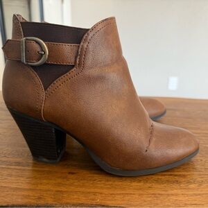 Brown Ankle Boots with Buckle Detail